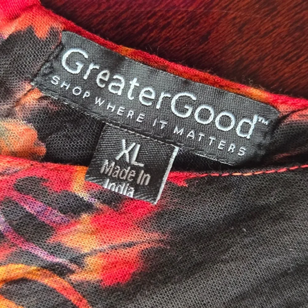 GreaterGood Boho Tie Dye Sleeveless Tunic Top - XL - 100% Viscose - Picture 5 of 7